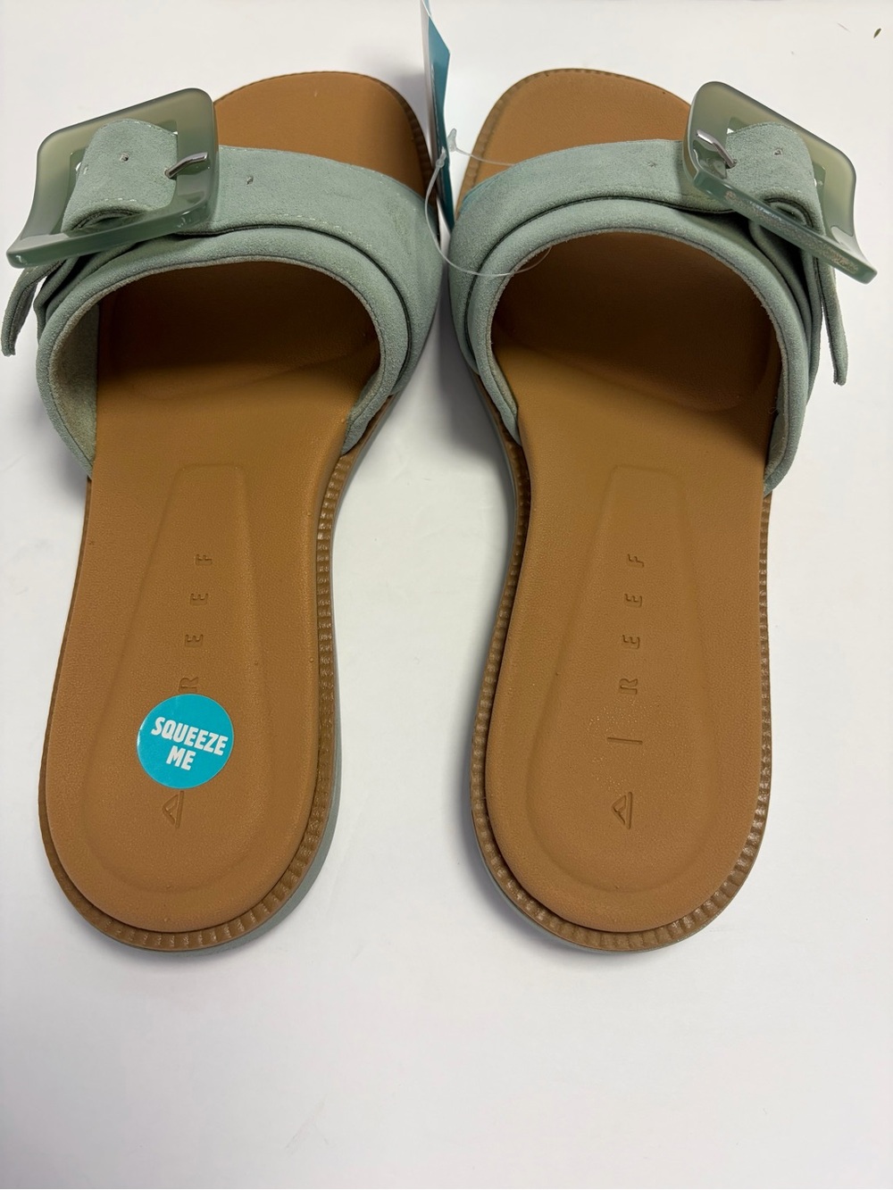 Reef Mint Green Slide Sandals with Tan Footbed - Picture 8 of 9